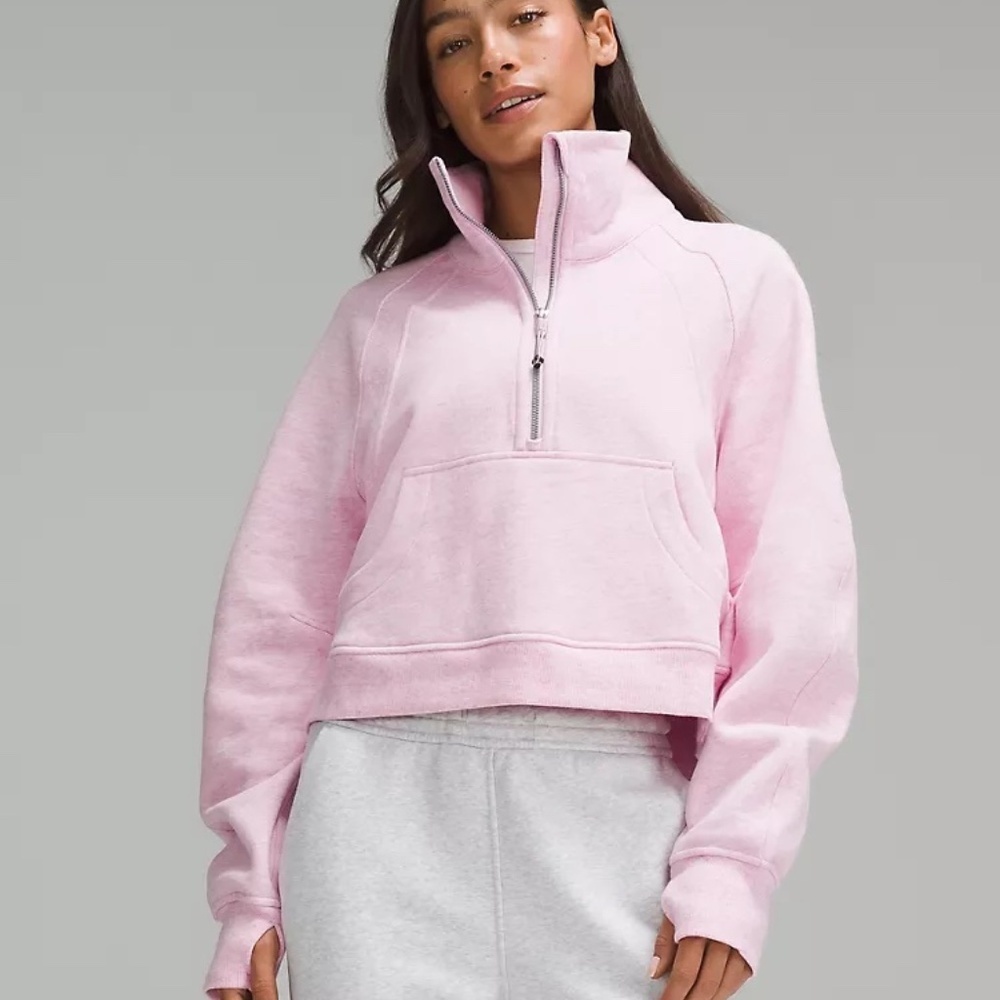 Lululemon Athletica Scuba Oversized Funnel Neck Half-Zip Heathered Pink M/L
